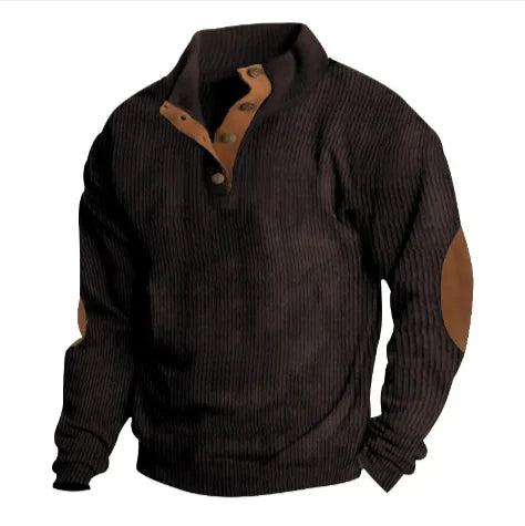 Men’s Stand-Collar Striped Pullover Sweatshirt