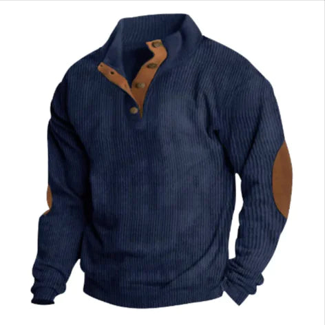 Men’s Stand-Collar Striped Pullover Sweatshirt
