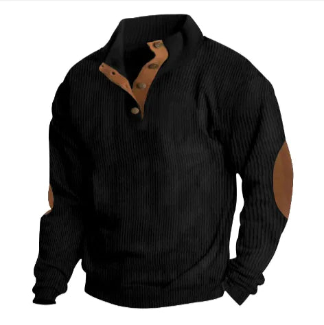 Men’s Stand-Collar Striped Pullover Sweatshirt