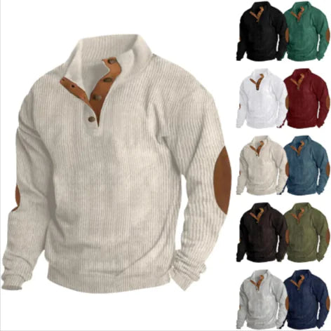 Men’s Stand-Collar Striped Pullover Sweatshirt