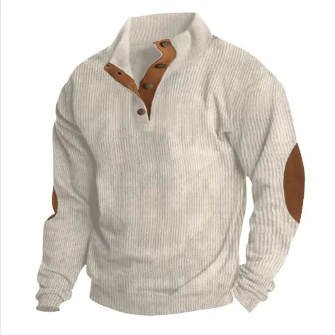 Men’s Stand-Collar Striped Pullover Sweatshirt