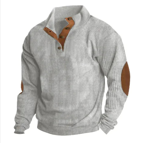 Men’s Stand-Collar Striped Pullover Sweatshirt